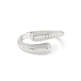 Sublima cuff, Crystal pearl, Round cut, White, Rhodium plated